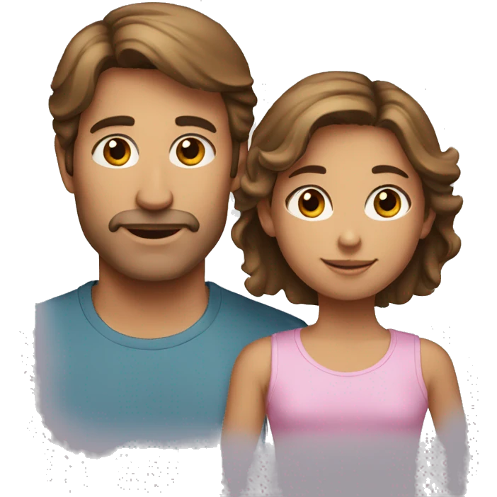 parents and daughter brown hair emoji