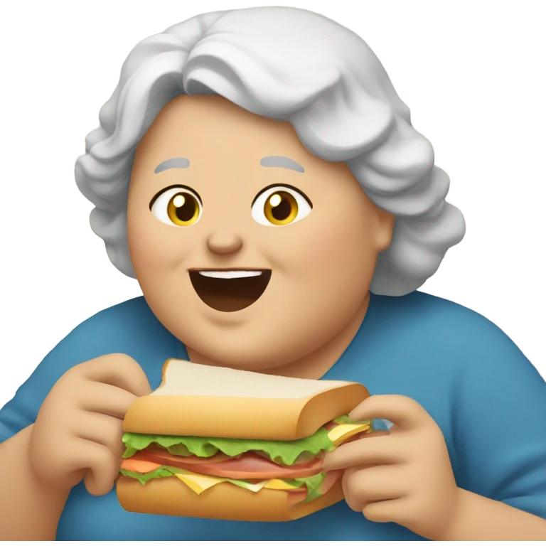 Fat old lady eating sandwich  emoji