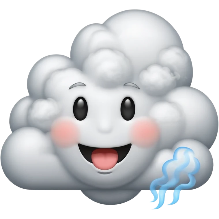 Cloud with smiley face and smoke aura emoji