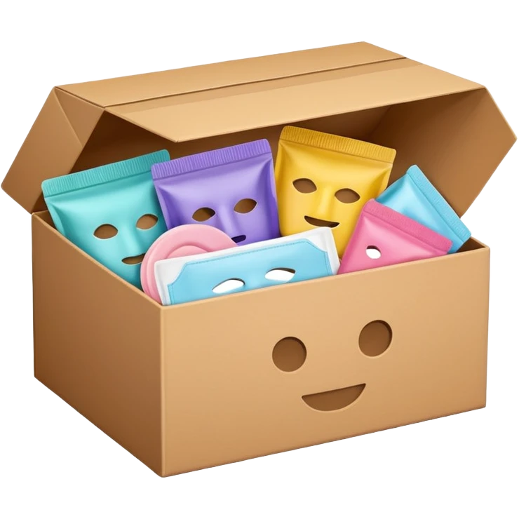 a box of skincare mask packs emoji