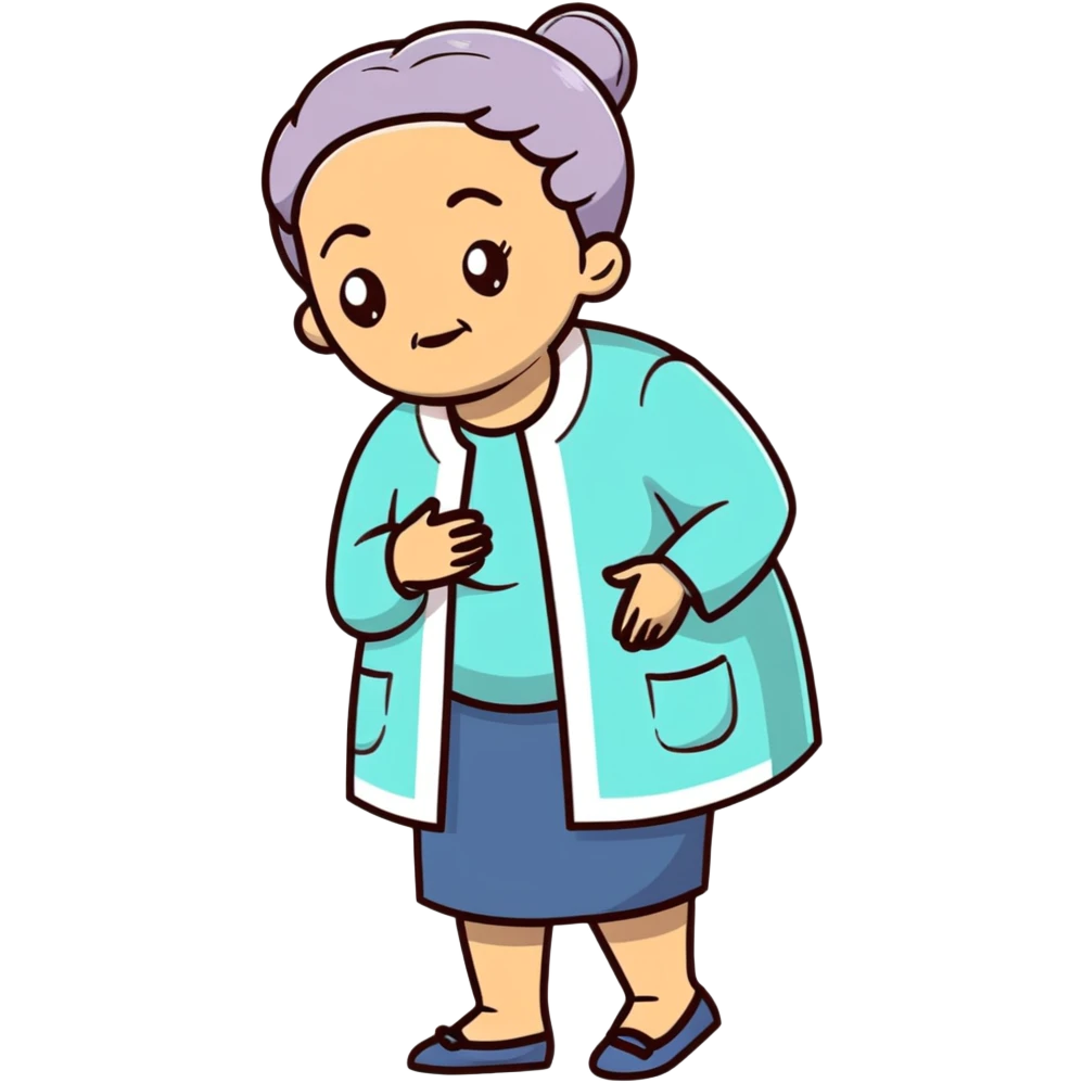 Full body view of a Black mother with Alzheimer's disease who has a 19-year-old child, gentle posture, slightly confused expression, comfortable clothing emoji