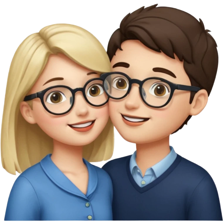 boy with spects kissing a girl emoji