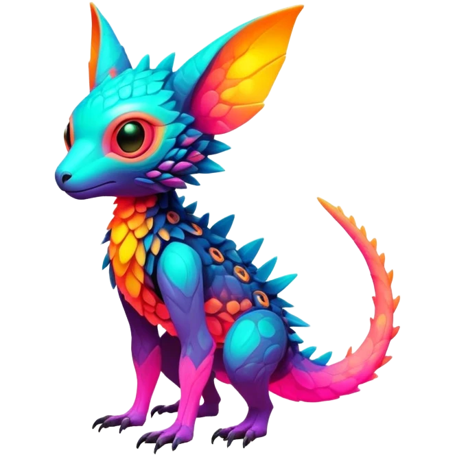 futuristic lush warm-colored neon-colored Fakémon-Trico-creature (full body) emoji