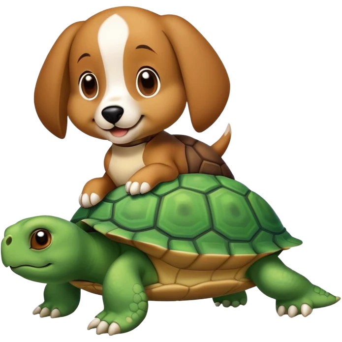 Un chien qui est sur une tortue emoji
