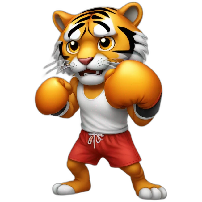 Tiger with evil face   boxing with his arms crossed emoji