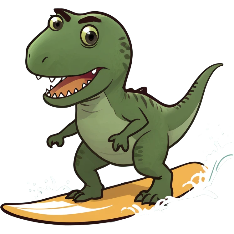 cool dinosaur surfing  emoji