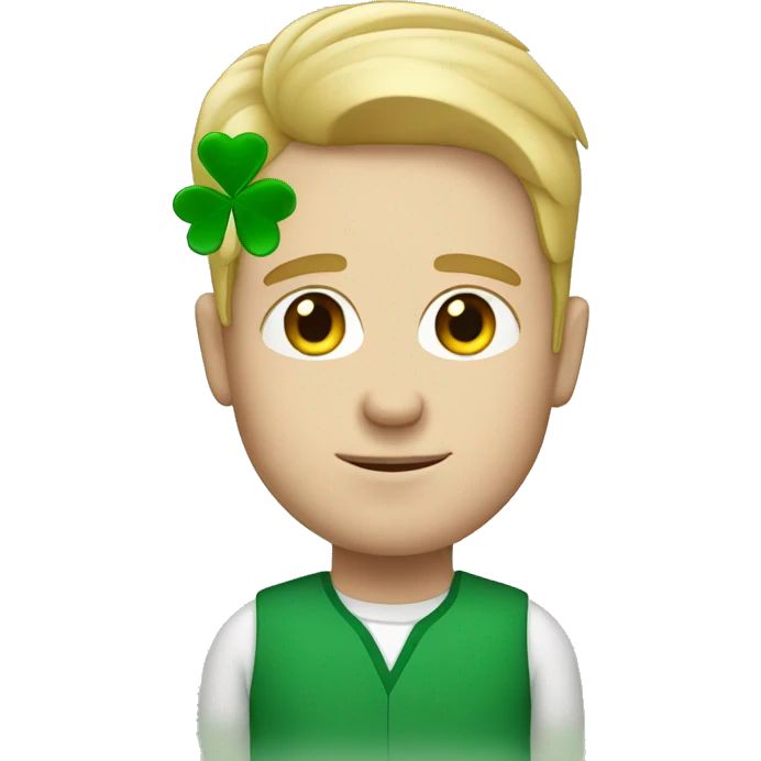 white man with four leaf clover emoji