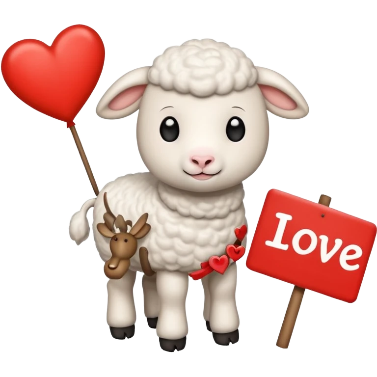 Lamb holding a sign that says “I Love You 🐍” emoji