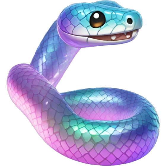 Sparkly glossy Pastel iridescent glass snake emoji
