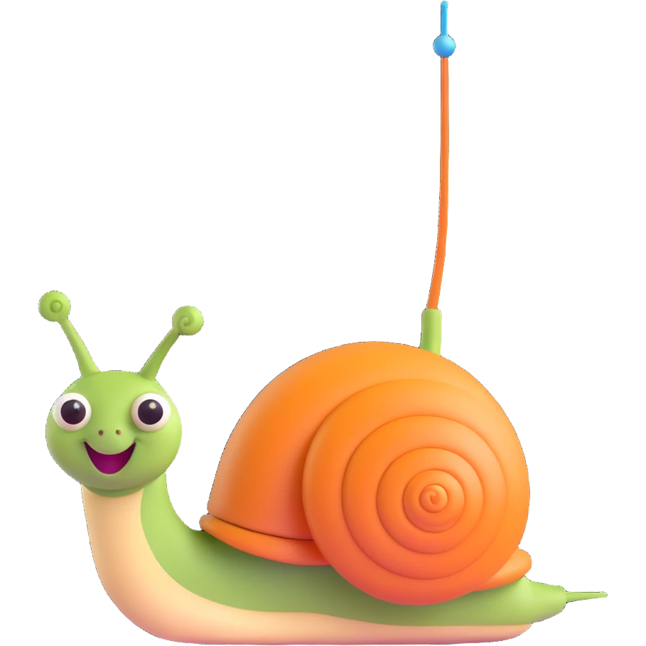 cheerful snail with waving antenna 3D emoji style emoji