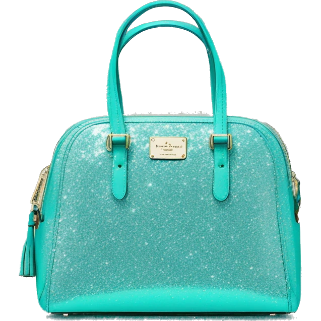 Realistic isolated tiffany blue glitter kate spade satchel purse.  emoji