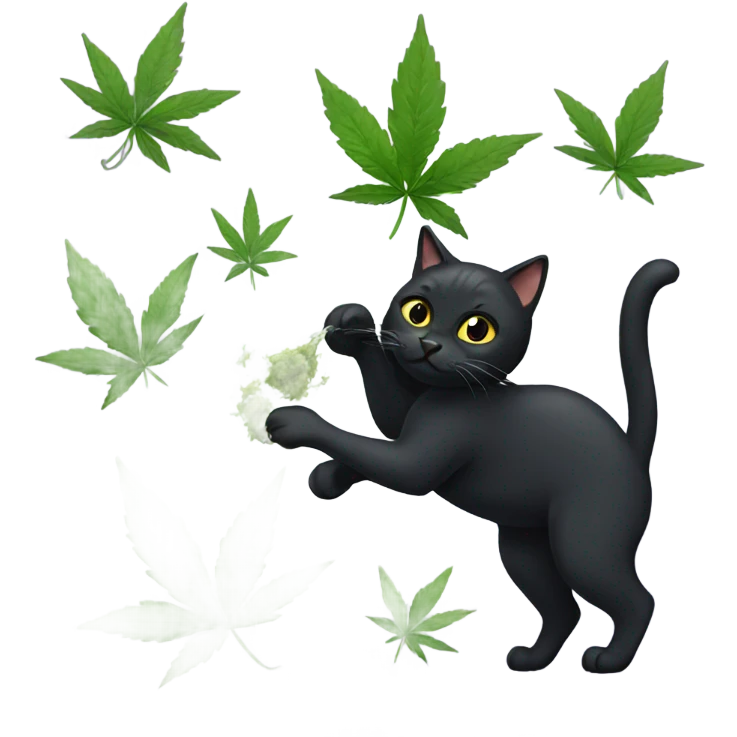 Black cat with weed emoji