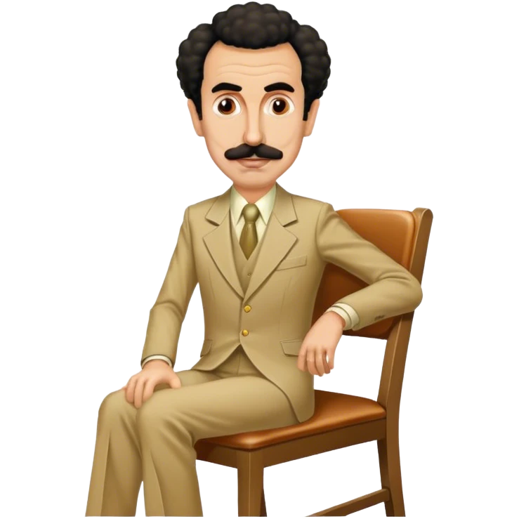 Borat sitting on dining chair emoji