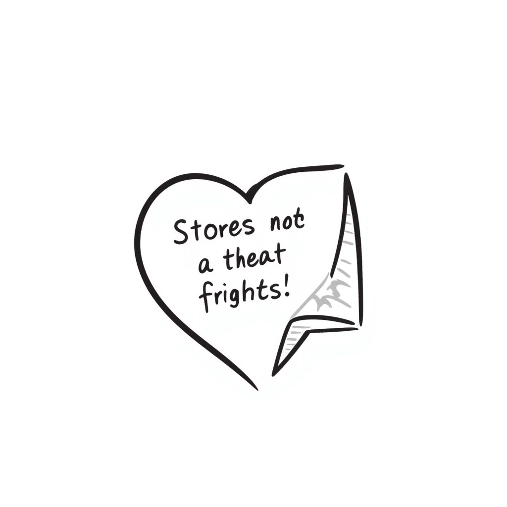 heart-shaped sticky note with handwritten text emoji