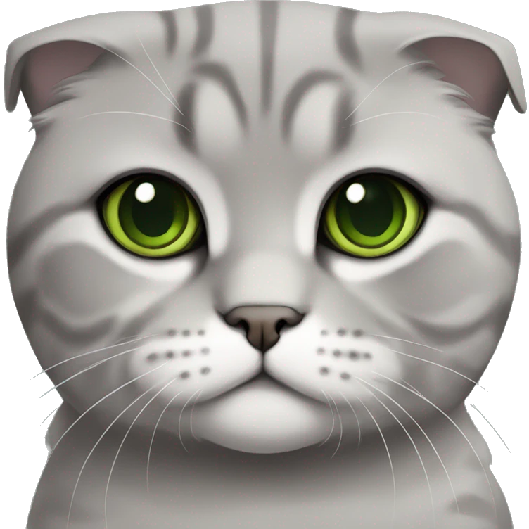 Scottish fold cat in grey with Green eyes sitting emoji