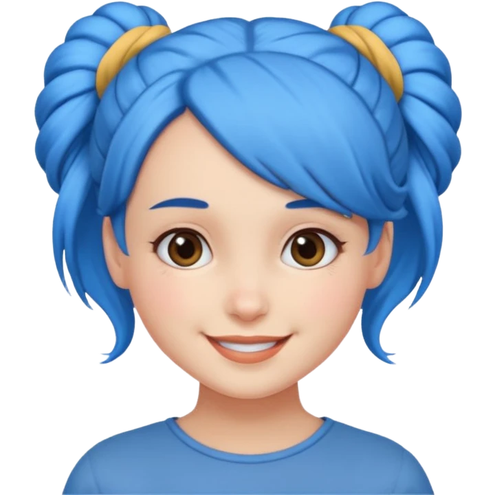 a girl with blue bun hair emoji