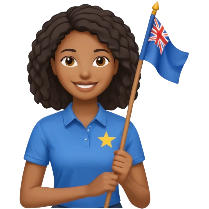 blue  Flag holder black woman emoji