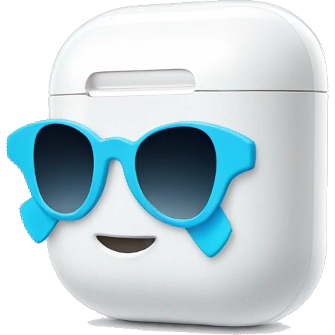 white airpod pros with light blue bow emoji
