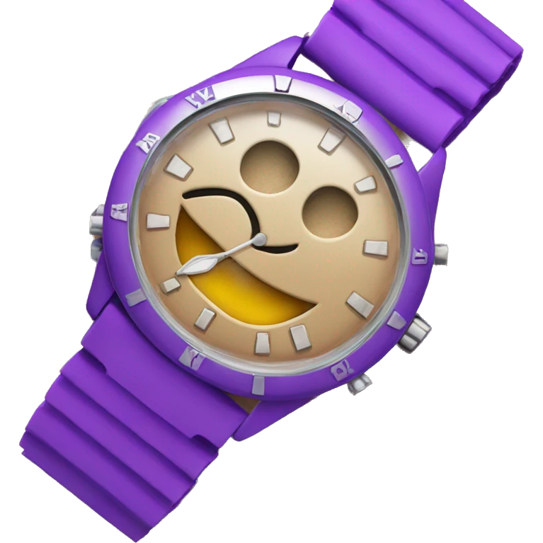 Purple watch sitting on sandy beach emoji