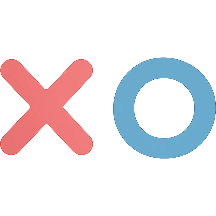 X and O icon, modern flat design, clean lines, subtle color accents, easily recognizable emoji