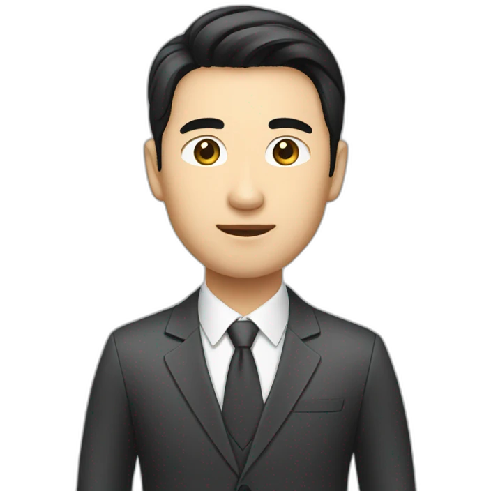 Male investment manager in professional clothes, black hair, asian, with a laptop emoji