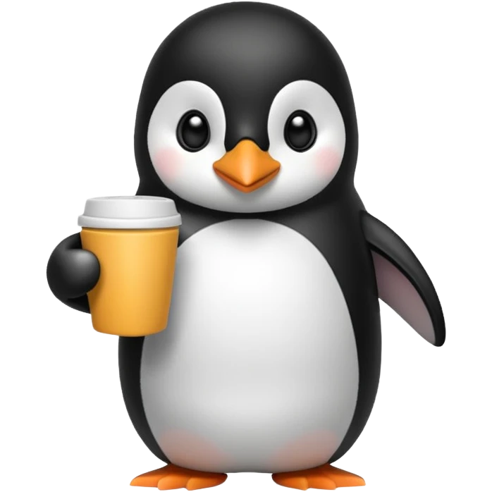Pinguim segurando um café  emoji