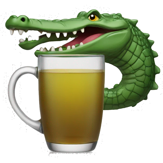 a crocodile sipping tee emoji