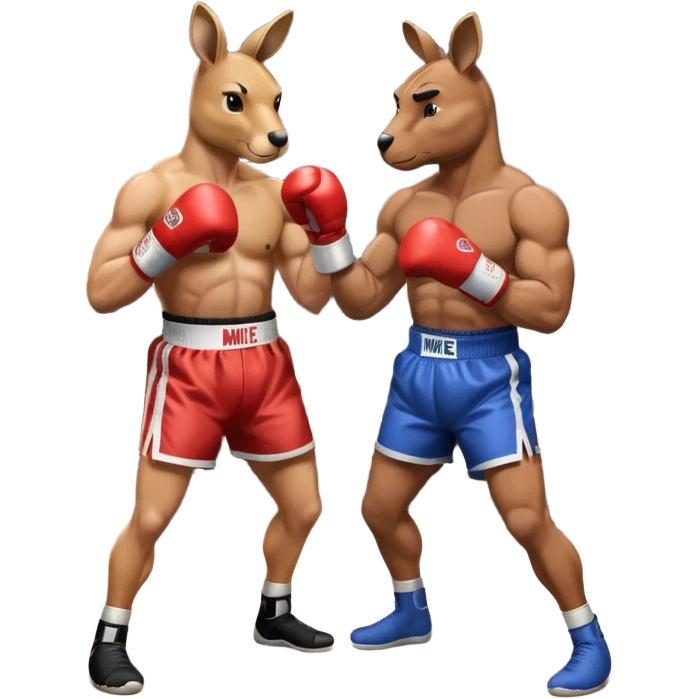 A kangaroo in a boxing ring with Mike Tyson emoji
