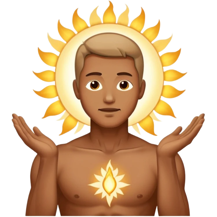 transition from a man with a spiritual pain on his chest growing up to a man with a soul glowing on his body representing his healed version karmically and using that energy to heal others emoji