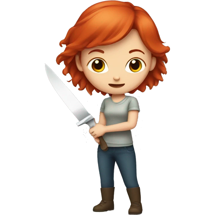 A red-haired girl with a knife emoji