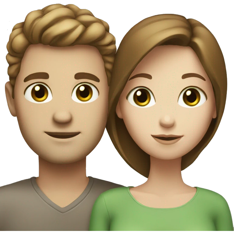 Pale couple with brown hair green eyes emoji