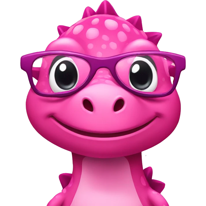 Pink dinosaur with pink glasses and pink bow emoji