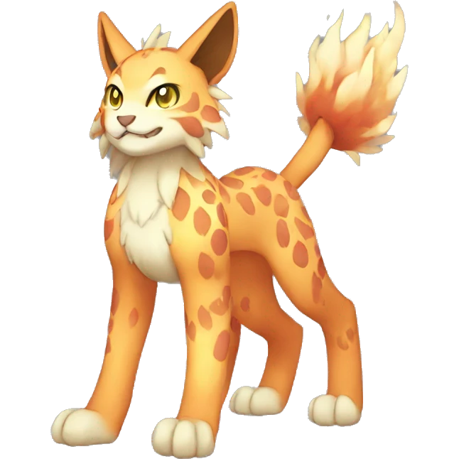 Fire-type Lynx-Fakemon full body emoji