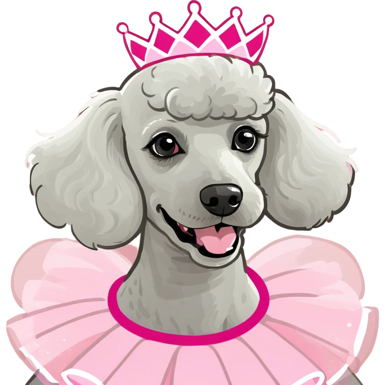White poodle with pink tiara and tutu  emoji