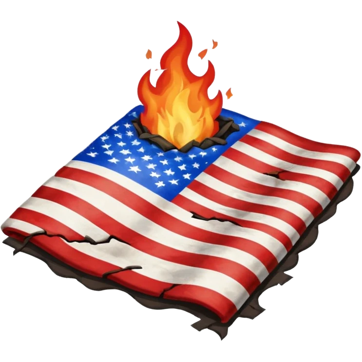 Burning american flag on floor emoji