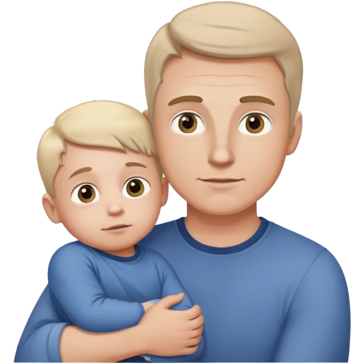 A white man with a small child in his arms is peeping, the emphasis is on the eyes emoji