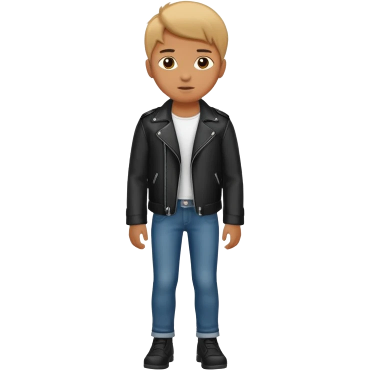 Boy in leather jocket, full body emoji
