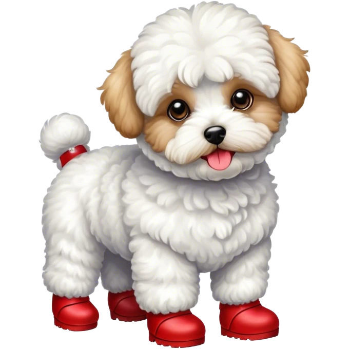 Maltipoo wearing boots emoji