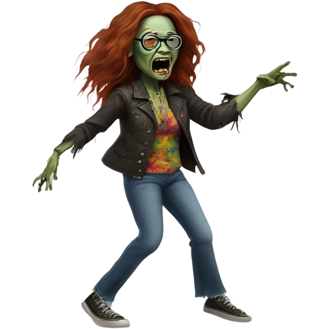  janis joplin zombie  dancing (wearing circle glasses) emoji