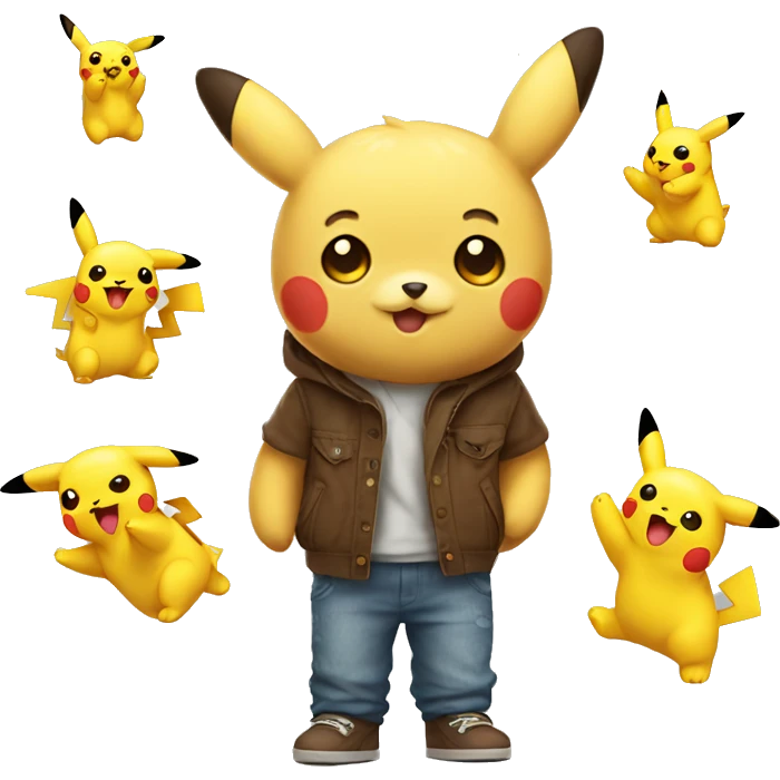 Cute Teddybear with pikachu emoji