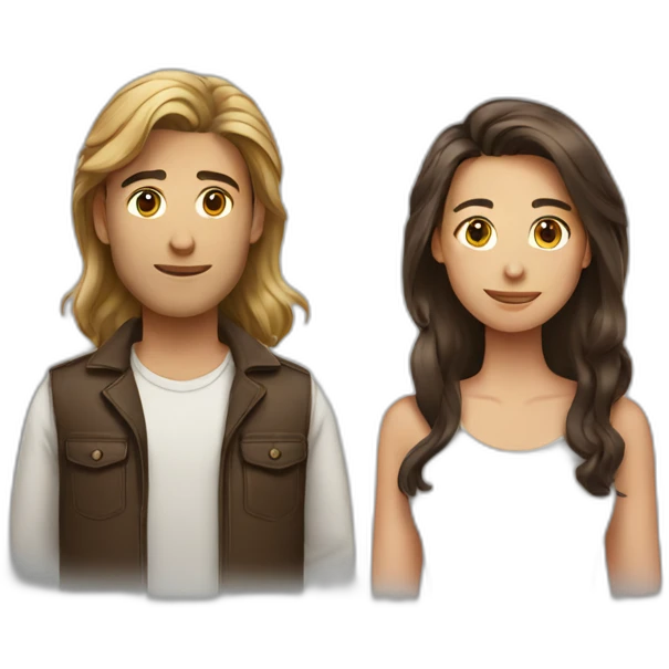 Men with Long hair and girl with brown short hair emoji