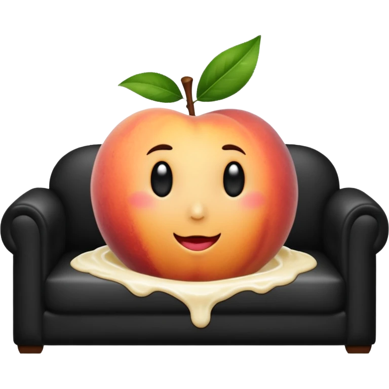 White cream drenched on a peach on a black couch emoji