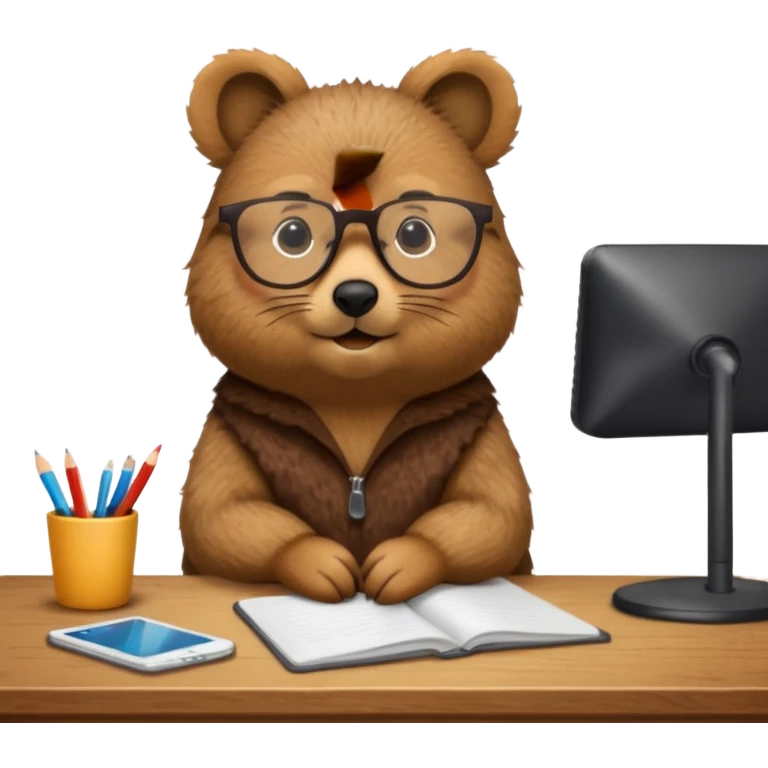 work with desktop quokka wearing glasses emoji
