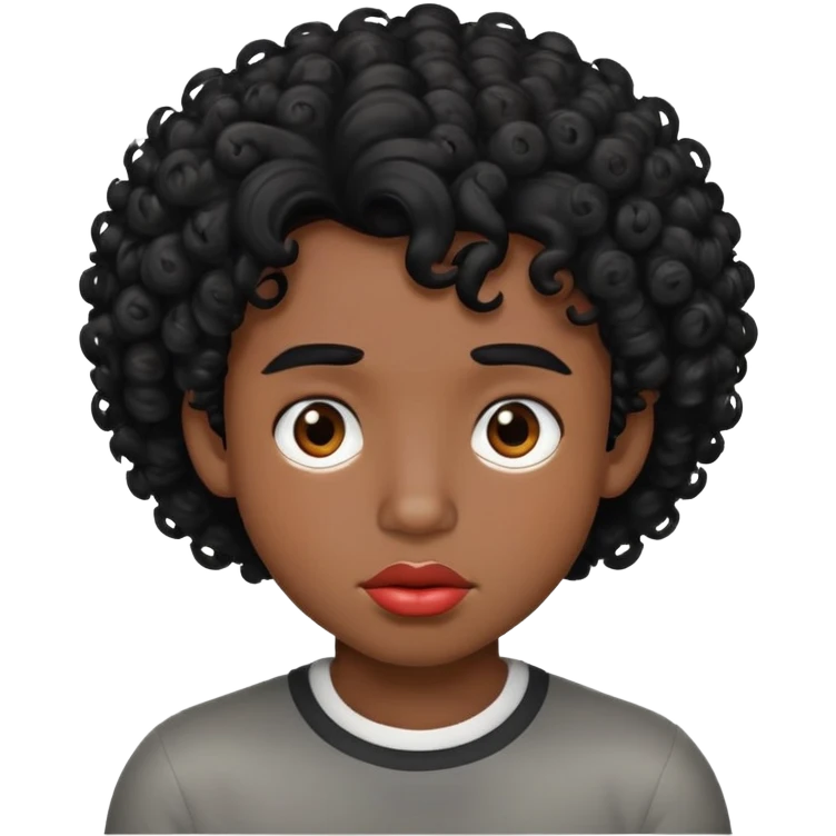Curly Black hair boy with big lips  emoji