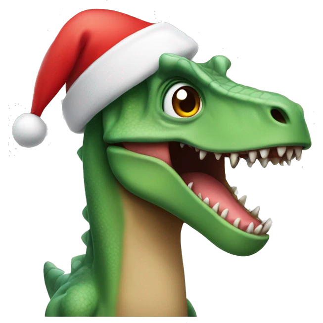 Dinosaur with Santa hat emoji