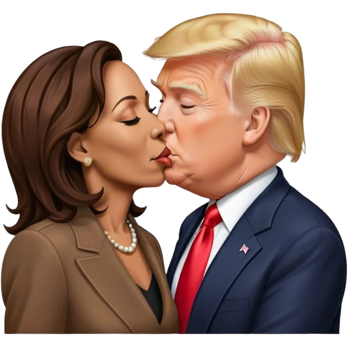 Trump and Kamala kissing emoji