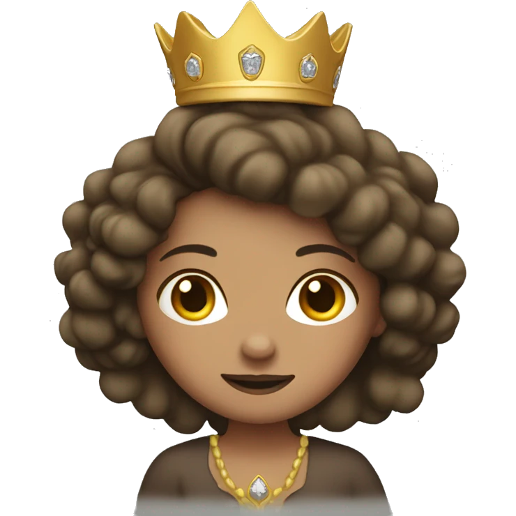 Brunette white girl on MacBook wearing a crown emoji