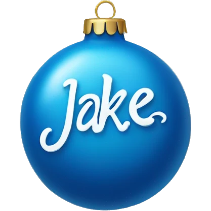 blue ornament with the name jake on it in cursive  emoji