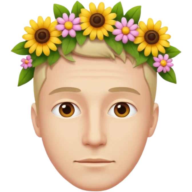 Man flowers at bottom head emoji