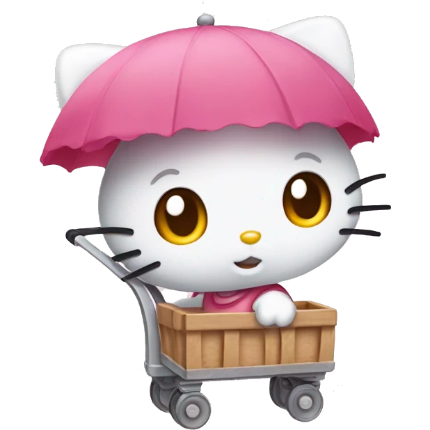 hello kitty with cart emoji